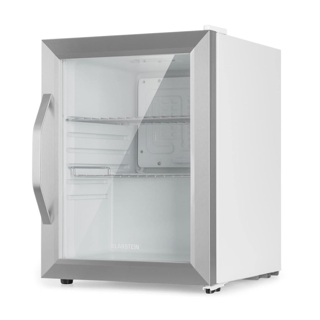 Klarstein Beersafe Crystal White Bierkühlschrank, Getränkekühlschrank mit Glastür, Kühlschrank, Flaschenkühlschrank mit 33 Liter