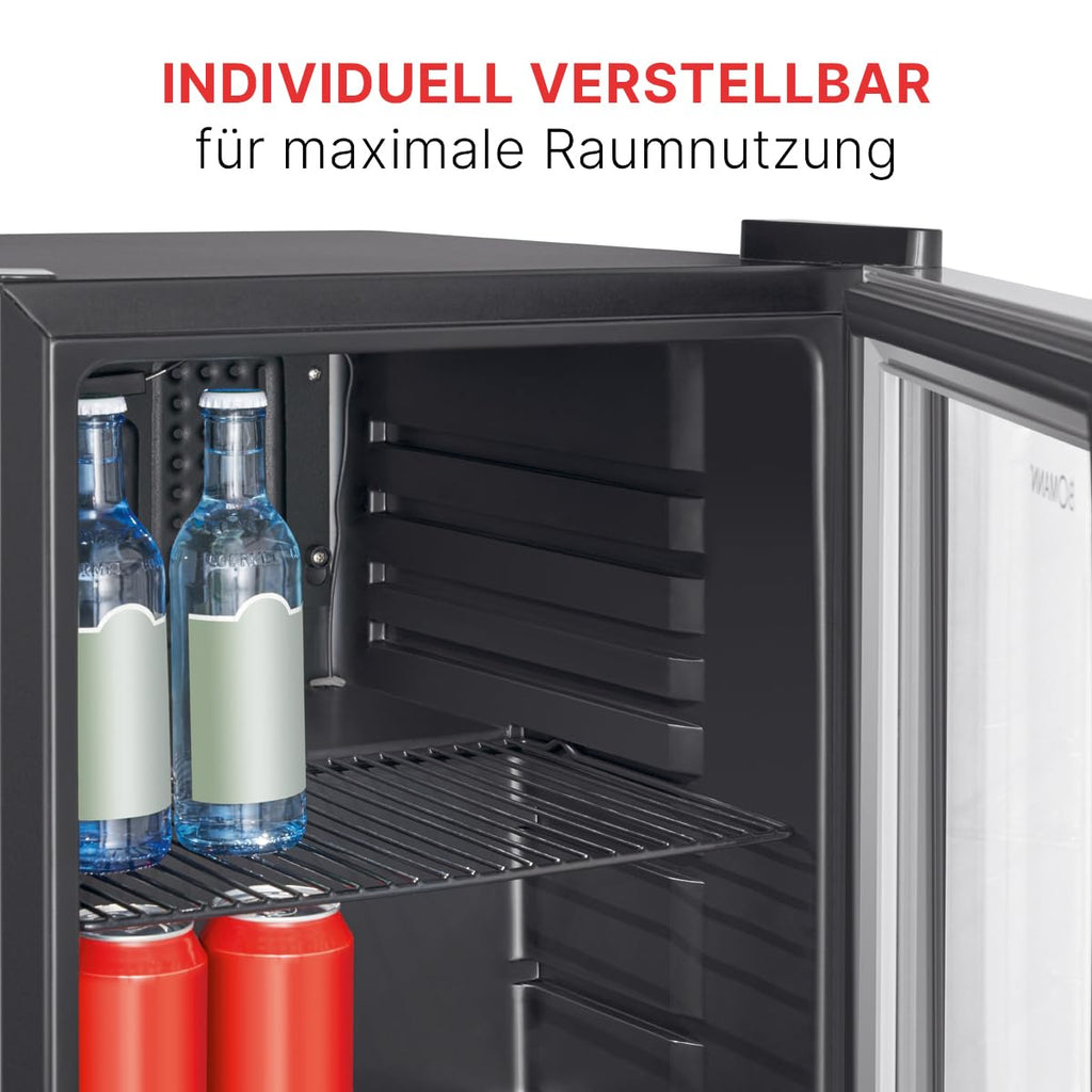 Bomann® Getränkekühlschrank 48L Nutzinhalt | Kühlschrank Minibar mit dreifachverglaster Glastür | Kühlschrank klein mit LED Beleuchtung & wechselbaren Türanschlag | Kühlschrank mit Glastür KSG 7286
