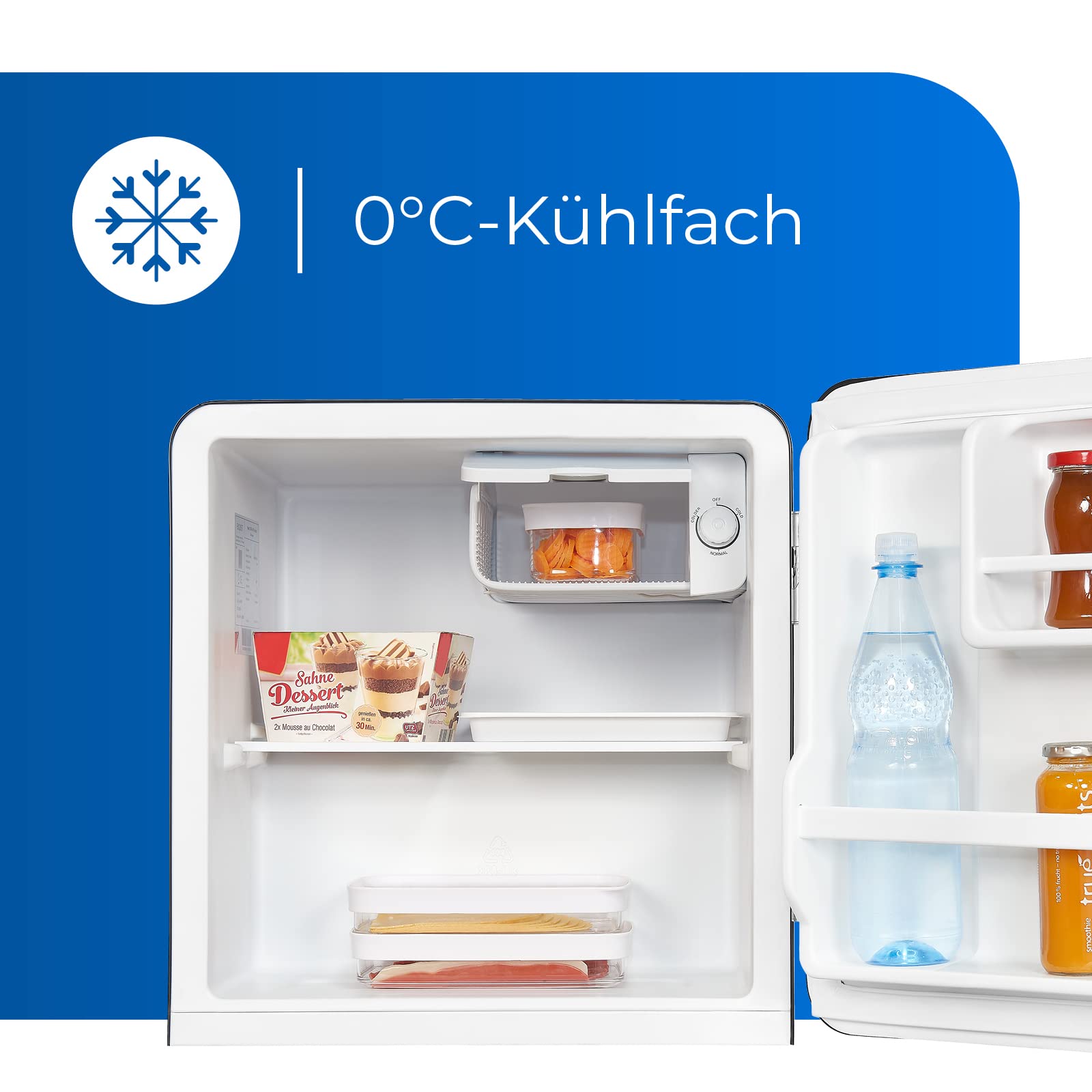 Exquisit Mini Kühlschrank CKB45-0-031F schwarzPV | Kühlbox 47 L Volumen | Hotelkühlschrank | Kühlschrank klein ohne Gefrierfach | Mini Kühlschrank Retro Style