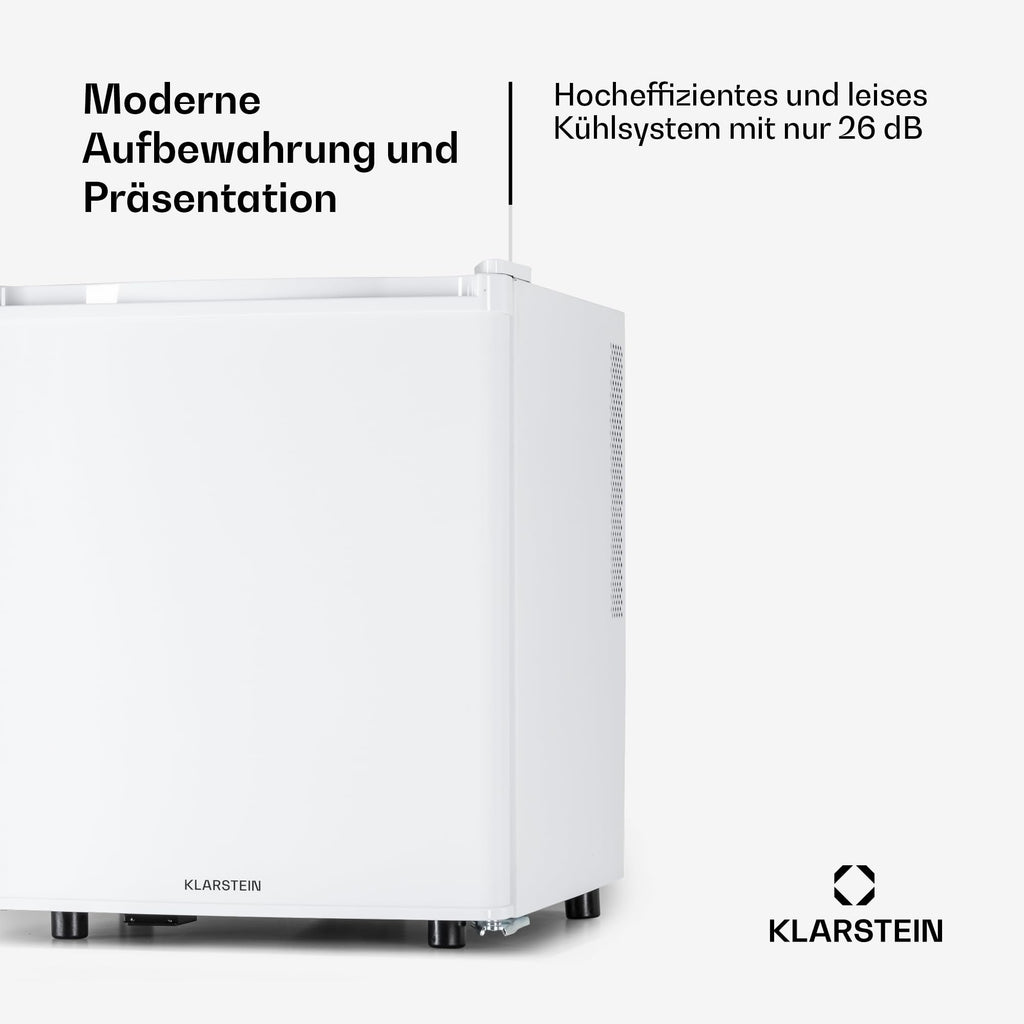 Klarstein Mini Kühlschrank für Zimmer, Mini-Kühlschrank für Getränke, Snacks & Kosmetik, Kleine Minibar, Kühlschrank Klein & Leise, Verstellbare Ablagen, Kleiner Skincar Kühlschrank 6-18°C, 45L