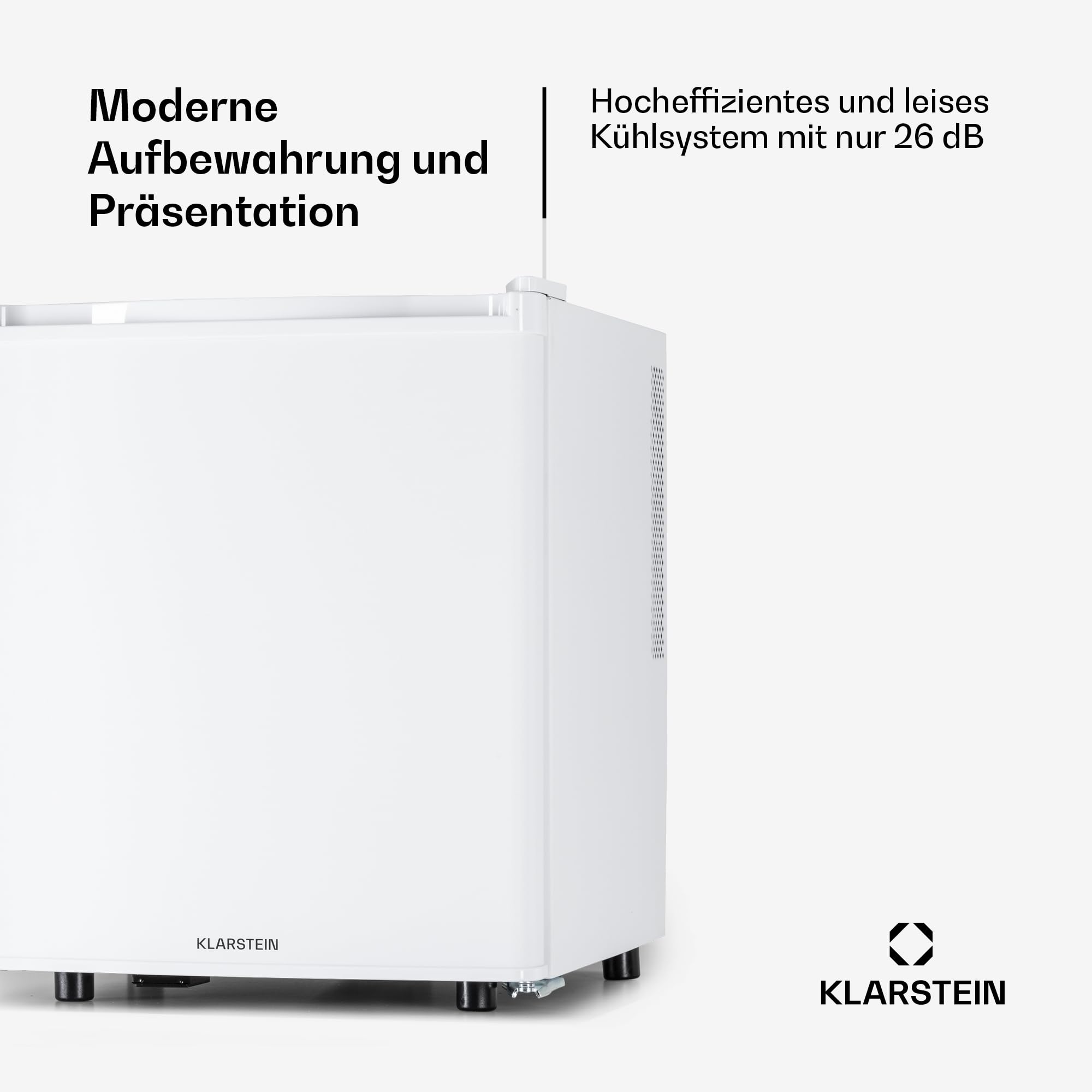Klarstein Mini Kühlschrank für Zimmer, Mini-Kühlschrank für Getränke, Snacks & Kosmetik, Kleine Minibar, Kühlschrank Klein & Leise, Verstellbare Ablagen, Kleiner Skincar Kühlschrank 6-18°C, 45L