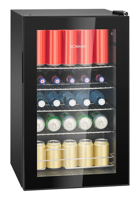 Bomann® Getränkekühlschrank | 63 Liter | stufenlos regelbar +3–10°C | Flaschenkühlschrank mit Glastür, 4 Ablagen & LED-Beleuchtung | leise, energieeffizient & kompakt | für Flaschen & Dosen | KSG 7287