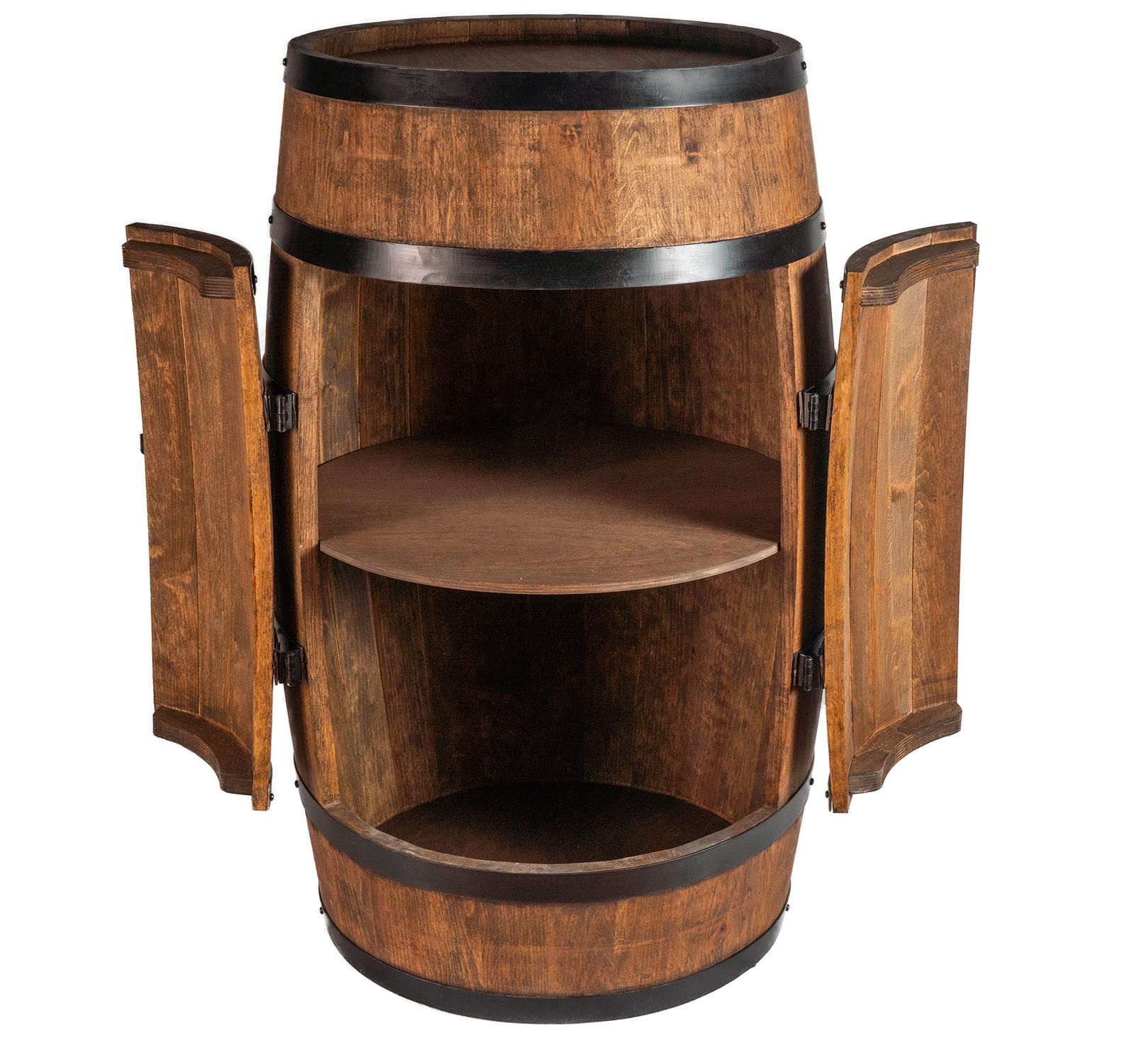 CREATIVE COOPER Weinfass Stehtisch mit Tür - Alkoholschrank Flaschenregal Holz Regale - Holzfass - Fassmöbel - Wine Rack - Wineregal - Weinbar - Fass bar mit Tür - Fassbar minibar 80Cm High (Wenge)
