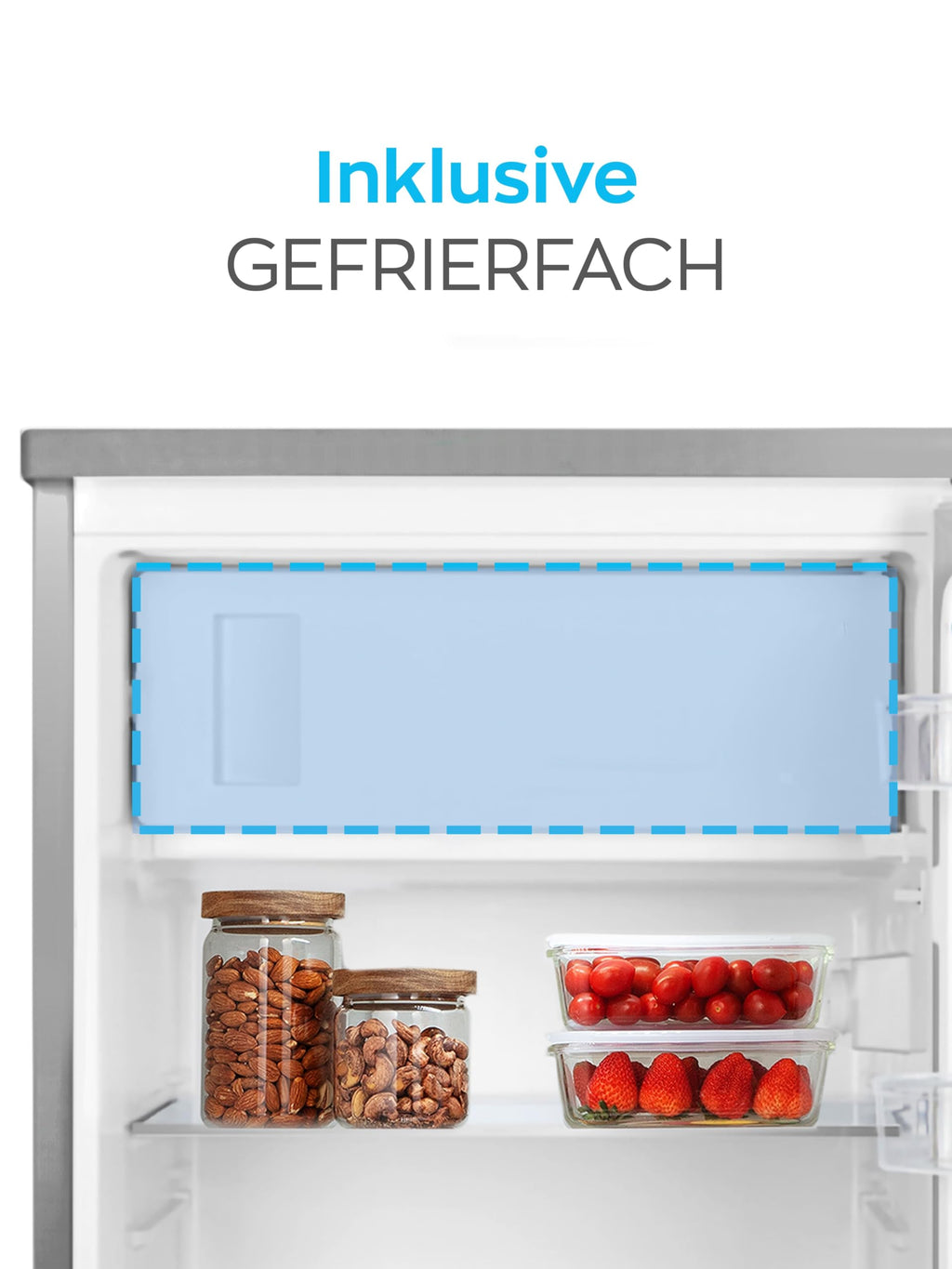 HEINRICHS Getränkekühlschrank 120L klein kompakt leise: 40db mit Gefrierfach( 13L) Mini-Bar; Tisch-Kühlschrank; Mini Kühlschrank mit Gefrierfach; perfekt geeignet für Büro Camping Garten Outdoor,inox