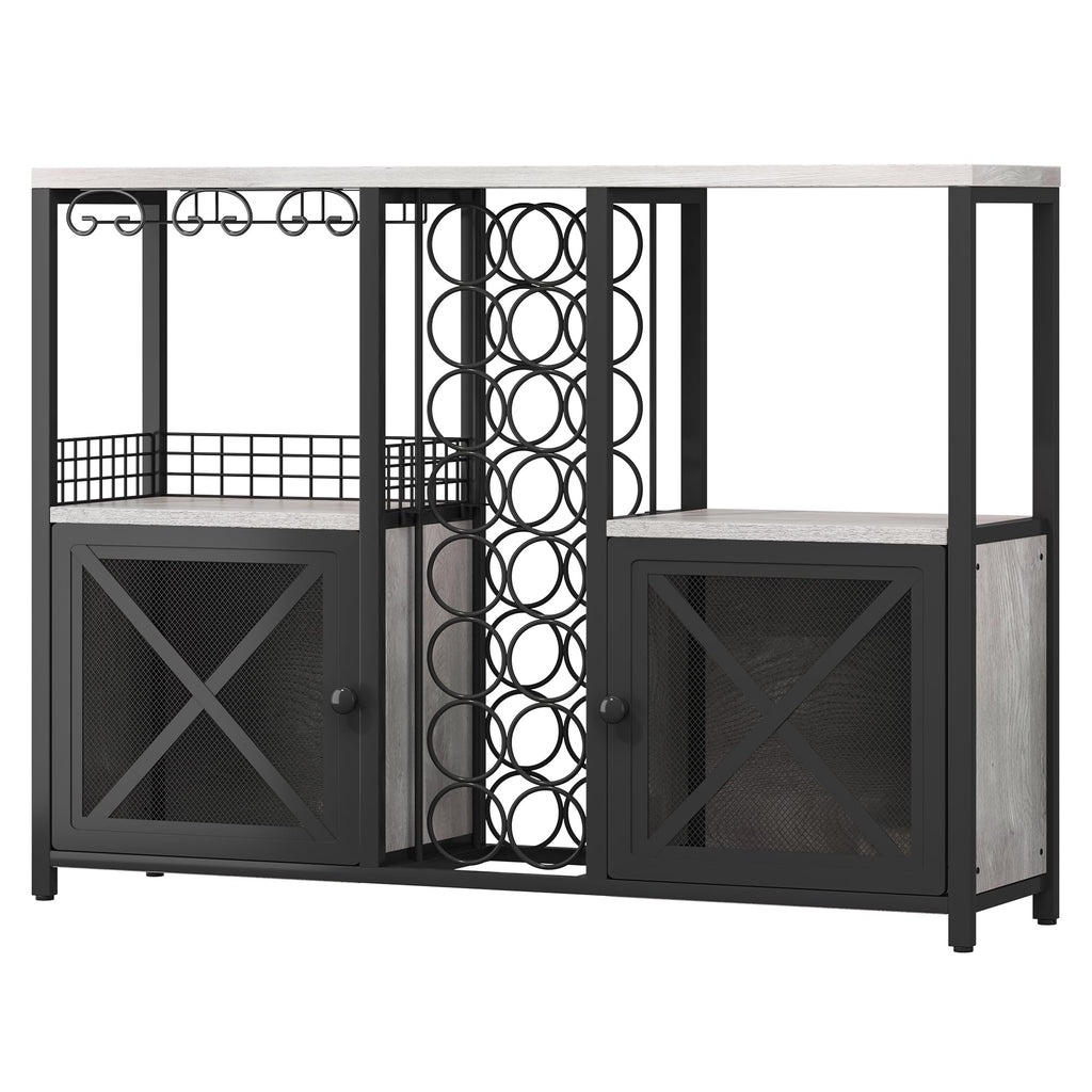 Homeiju Mini-Bars für Zuhause, Kaffee-Barschrank, moderner Likörschrank für Likör und Gläser, Bauernhaus-Buffet-Weinbarschrank mit Stauraum, Sideboard für Zuhause, Küche, Esszimmer (Hellgrau)