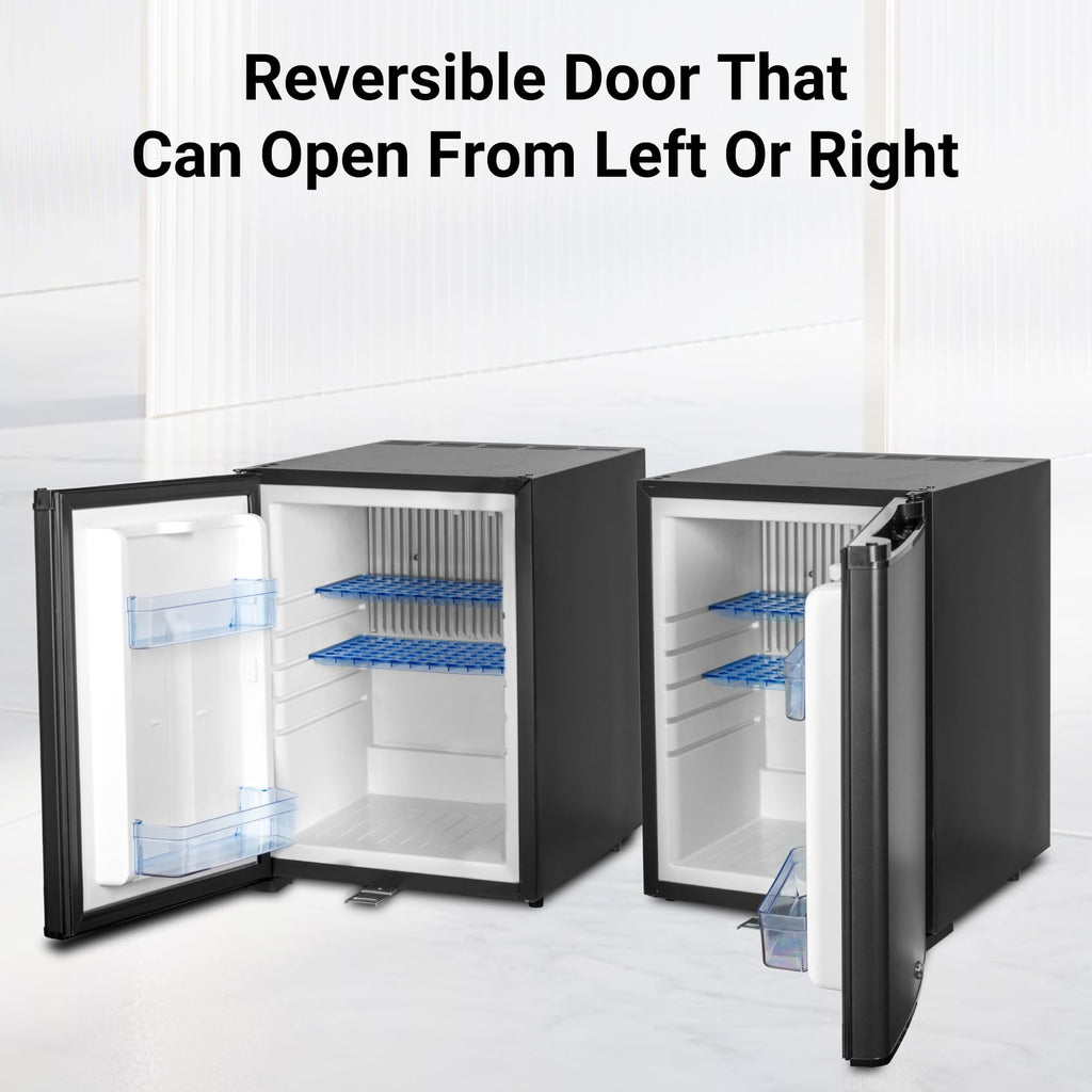 SMETA 12v Kühlschrank, Camping Kühlschrank 12v 230v, 12v Kühlschrank Wohnmobil 40L, Wohnwagen Kühlschrank, Leiser Kühlschrank, Umkehrbare Tür mit Schloss für Auto, LKW, Büro, Womo, Lautlos, Schwarz