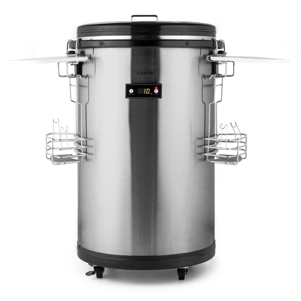 Klarstein - Mr. Barbot, Minibar, Mini-Kühlschrank, Getränkekühlschrank, Getränkefass, F, 50 L, Durchmesser: ca. 50,8cm, ca. 24kg, genaue Temperaturkontrolle über LCD-Display möglich