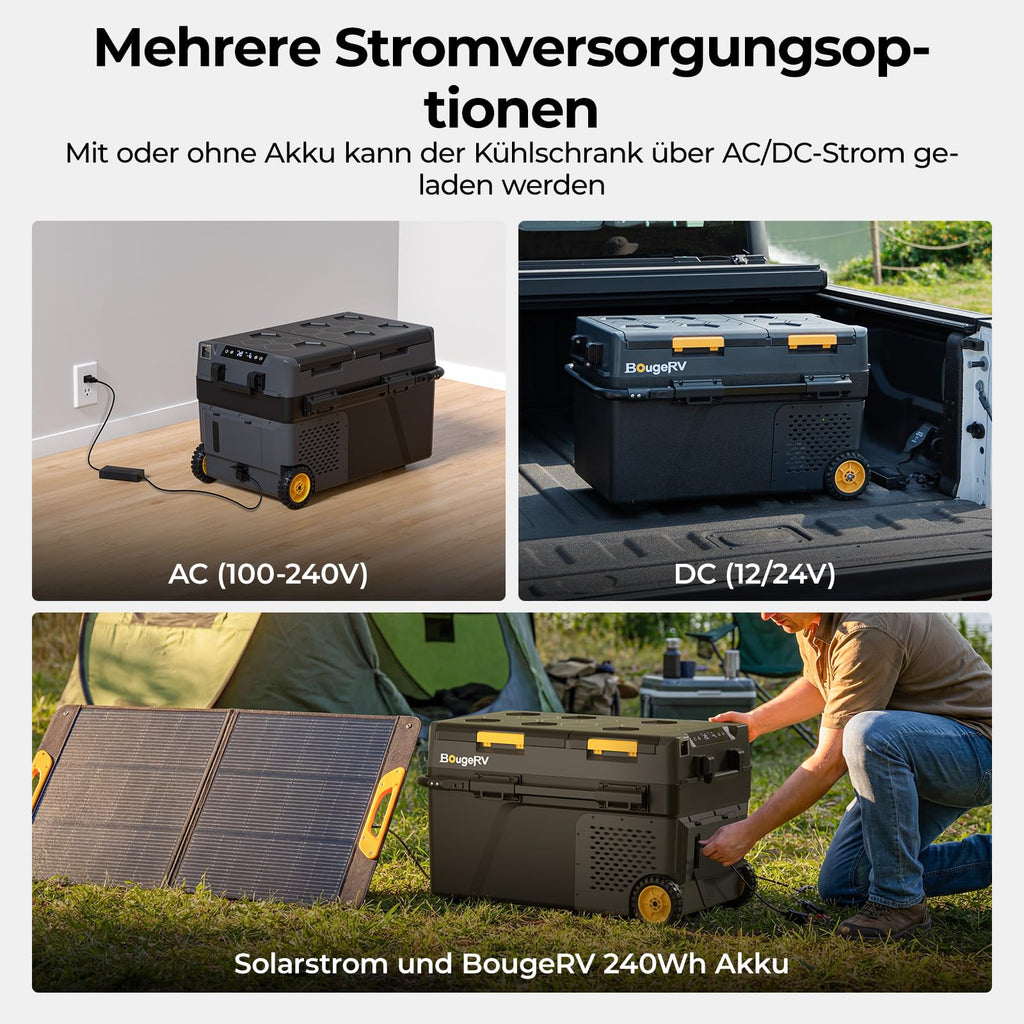 BougeRV CRD2 V2.0 Kompressor Kühlbox 40L mit Gefrierfach Doppeltür Dualzonen Kühlbox Auto mit Rollen & Griff 12V/24V 230V Camping Kühlschrank Elektrische mit APP Steuerung, IPX4, -20℃~20℃ (2026 Neu)