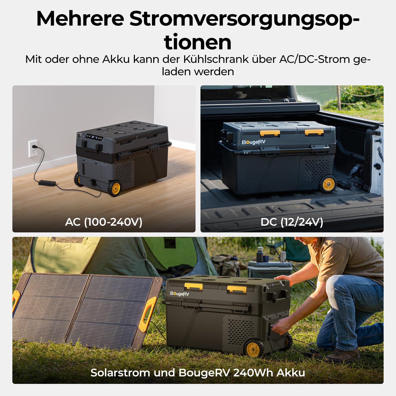 BougeRV CRD2 V2.0 Kompressor Kühlbox 40L mit Gefrierfach Doppeltür Dualzonen Kühlbox Auto mit Rollen & Griff 12V/24V 230V Camping Kühlschrank Elektrische mit APP Steuerung, IPX4, -20℃~20℃ (2026 Neu)