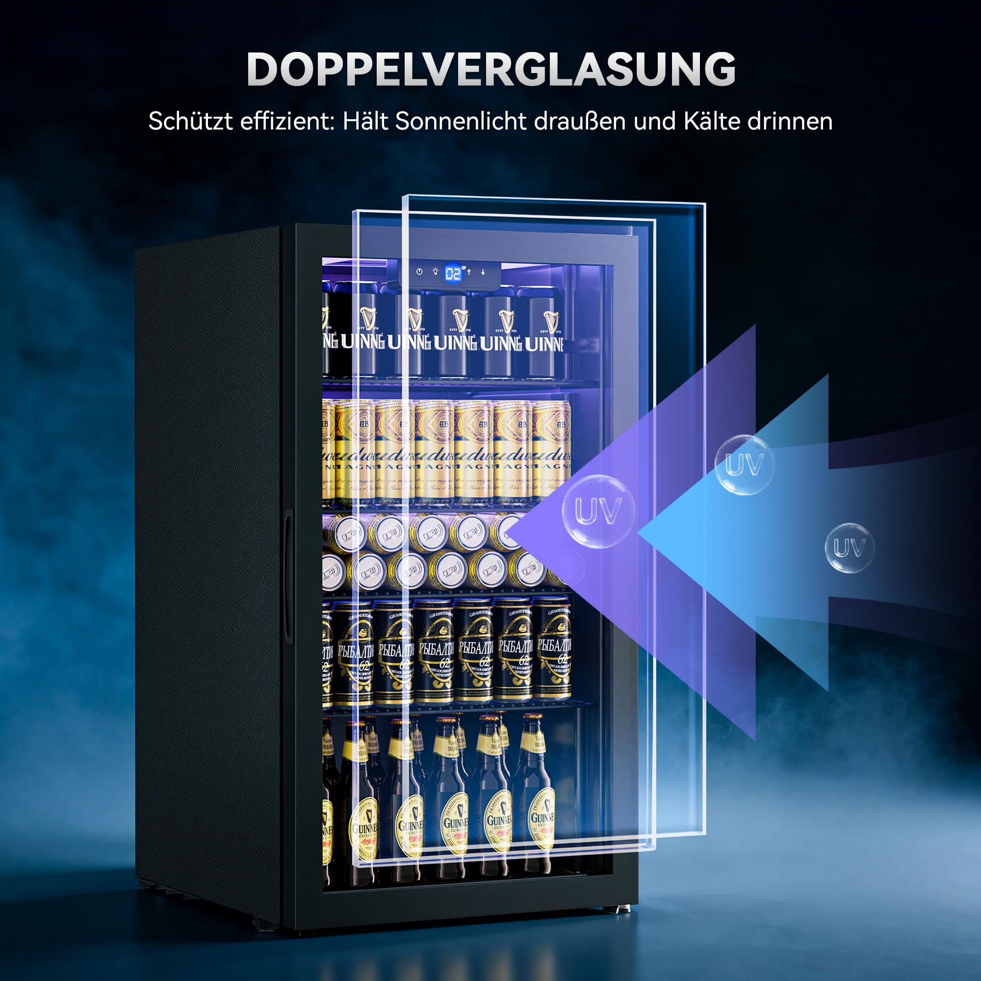 TRIUMPHKEY 86L Getränkekühlschrank mit Klima KÜHLUNG | Neu: Gleichmäßige Kühlung & frostfrei | 4 verstellbare Ablagen für 130 Dosen | Für Bar, Büro & Haushalt