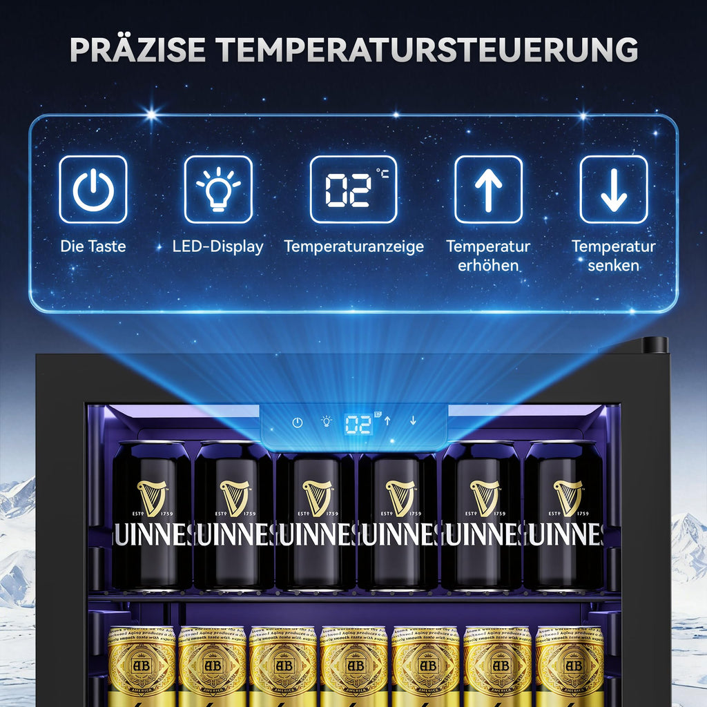 TRIUMPHKEY 86L Getränkekühlschrank mit Klima KÜHLUNG | Neu: Gleichmäßige Kühlung & frostfrei | 4 verstellbare Ablagen für 130 Dosen | Für Bar, Büro & Haushalt