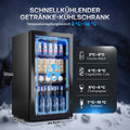 TRIUMPHKEY 90L Mini-Kühlschrank mit Glasfront (Glastür), Kompakter Getränkekühlschrank für bis zu 128 Dosen, mit verstellbaren Regalen für Bier, Wein, Soda, Ideal für Haushalt, Bar, Büro, Wohnung