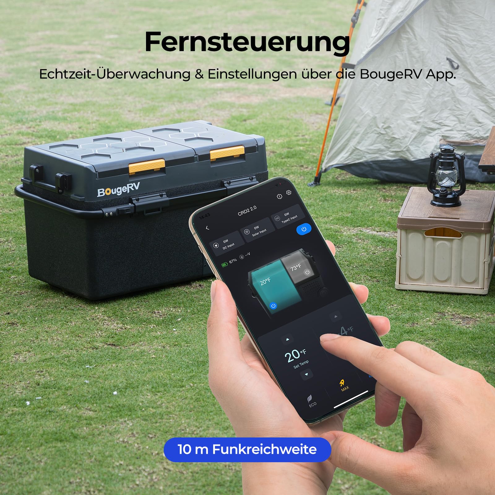 BougeRV CRD2 V2.0 Kompressor Kühlbox 40L mit Gefrierfach Doppeltür Dualzonen Kühlbox Auto mit Rollen & Griff 12V/24V 230V Camping Kühlschrank Elektrische mit APP Steuerung, IPX4, -20℃~20℃ (2026 Neu)