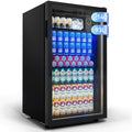 TRIUMPHKEY 93L Getränkekühlschrank,Mini-Kühlschrank für 140 Dosen, mit Glastür kleiner Kühlschrank,LED | 3 Verstellbare Ablageböden für Soda/Bier/Wein | Perfekt für Homebar, Partys, Gastronomie