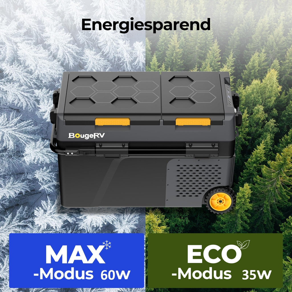 BougeRV CRD2 V2.0 Kompressor Kühlbox 40L mit Gefrierfach Doppeltür Dualzonen Kühlbox Auto mit Rollen & Griff 12V/24V 230V Camping Kühlschrank Elektrische mit APP Steuerung, IPX4, -20℃~20℃ (2026 Neu)