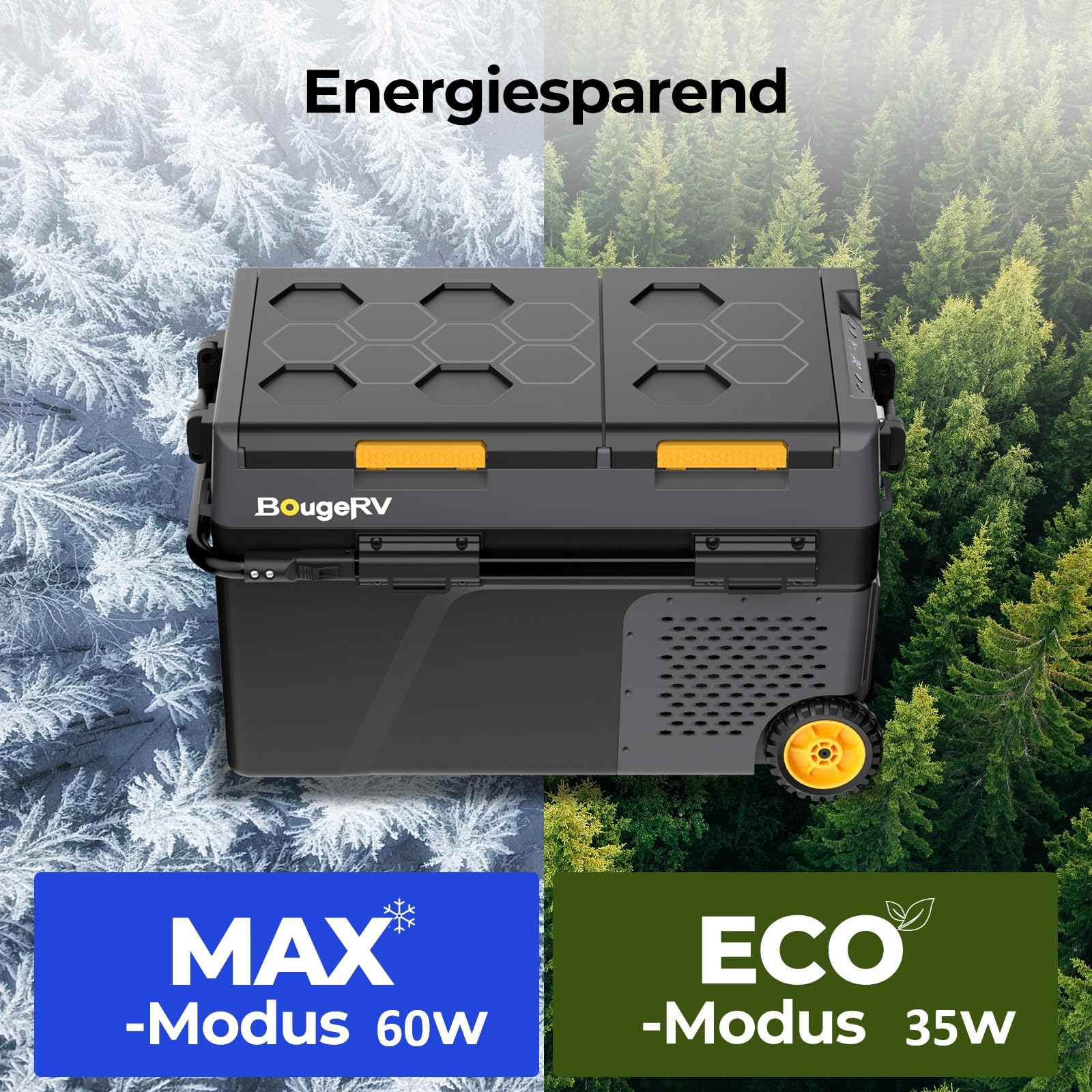 BougeRV CRD2 V2.0 Kompressor Kühlbox 40L mit Gefrierfach Doppeltür Dualzonen Kühlbox Auto mit Rollen & Griff 12V/24V 230V Camping Kühlschrank Elektrische mit APP Steuerung, IPX4, -20℃~20℃ (2026 Neu)