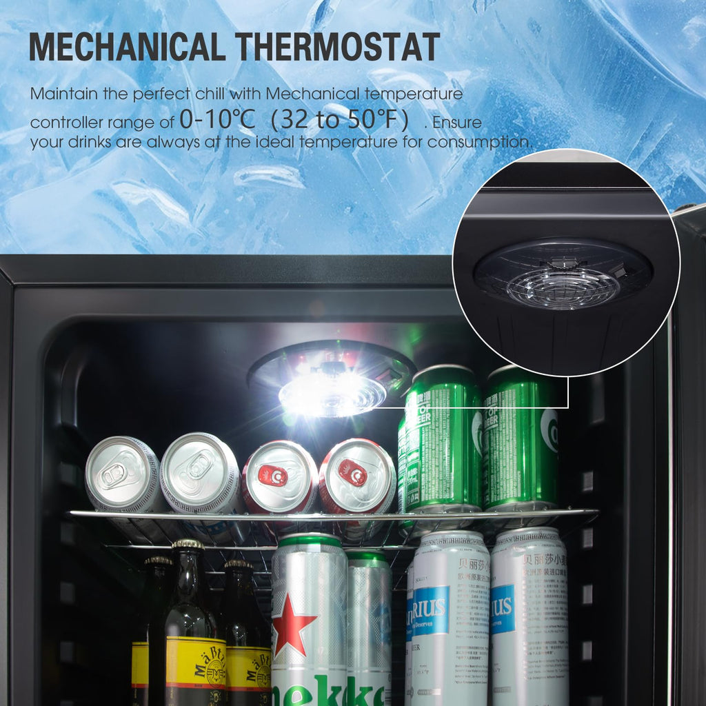 HCK Bierkühlschrank 115L Freistehender Getränkekühlschrank mit doppelt verglaster Glastür, Temperatur von 0 bis 10℃, Energieklasse E