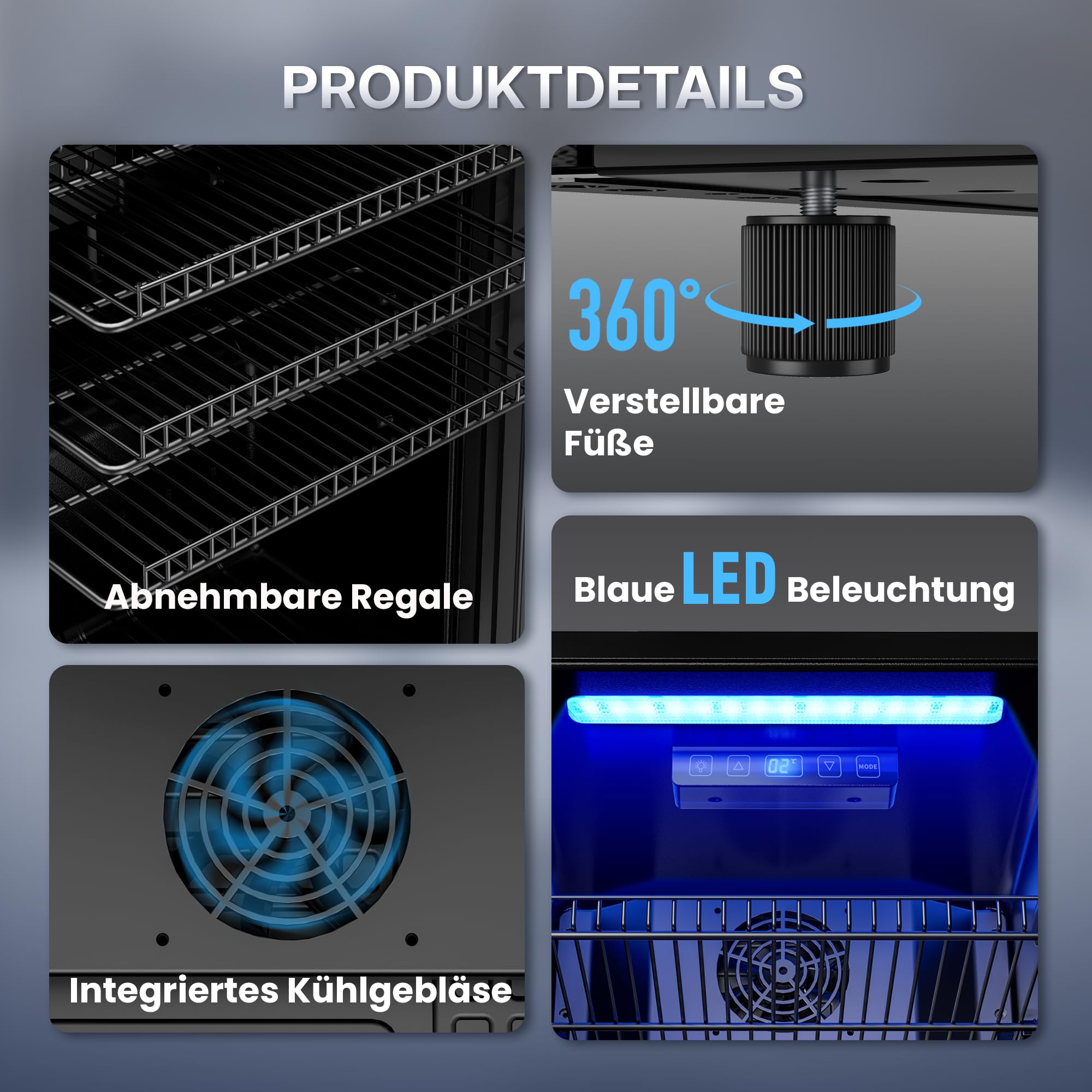 TRIUMPHKEY 90L Mini-Kühlschrank mit Glasfront (Glastür), Kompakter Getränkekühlschrank für bis zu 128 Dosen, mit verstellbaren Regalen für Bier, Wein, Soda, Ideal für Haushalt, Bar, Büro, Wohnung