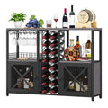Homeiju Mini-Bars für Zuhause, Kaffee-Barschrank, moderner Likörschrank für Likör und Gläser, Bauernhaus-Buffet-Weinbarschrank mit Stauraum, Sideboard für Zuhause, Küche, Esszimmer (Dunkelgrau)