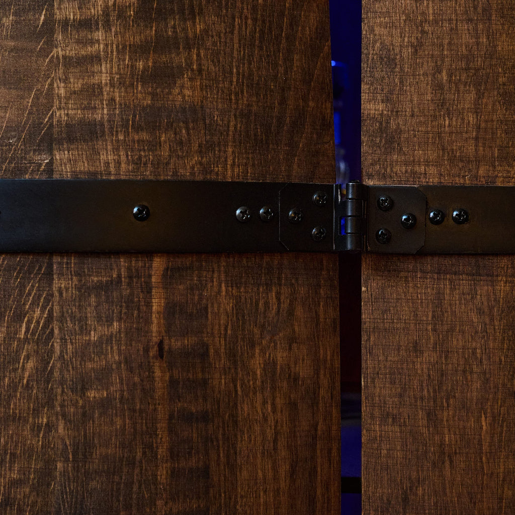 CREATIVE COOPER Weinregal Holz mit Tür mit LED RGB - Alkoholschrank Flaschenregal Holz - Holzfass - Fassmöbel - Weinständer - Weinfass - Weinbar - Fass bar mit Tür - minibar 80 cm High (wenge)